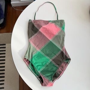 Issey Miyake Plaid Swimsuit - Pink and Green One Piece Size XS